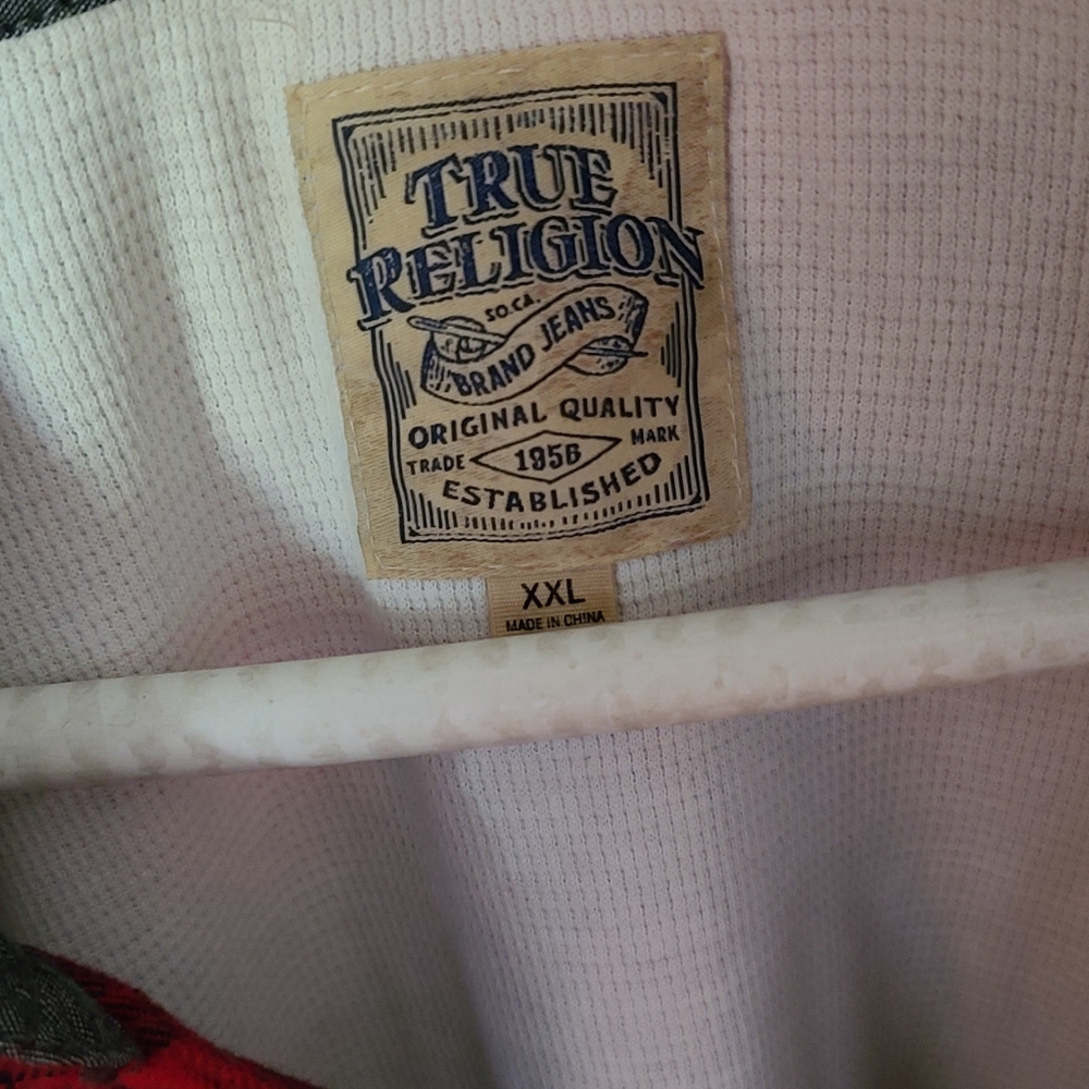 True religion red  plaid shirt - Picture 2 of 3